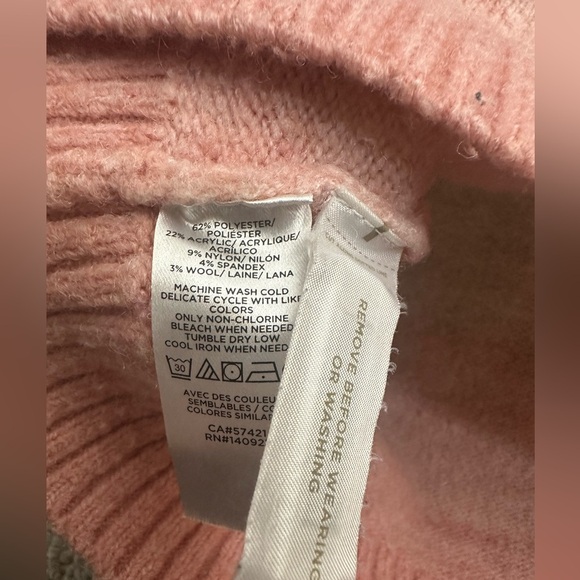 LOFT wool Blend Ombré Stripe Crewneck Sweater Purple Pink White size S - Picture 5 of 7